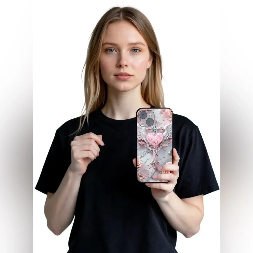 iPhone 16 Pro Max Pink Heart Phone Case